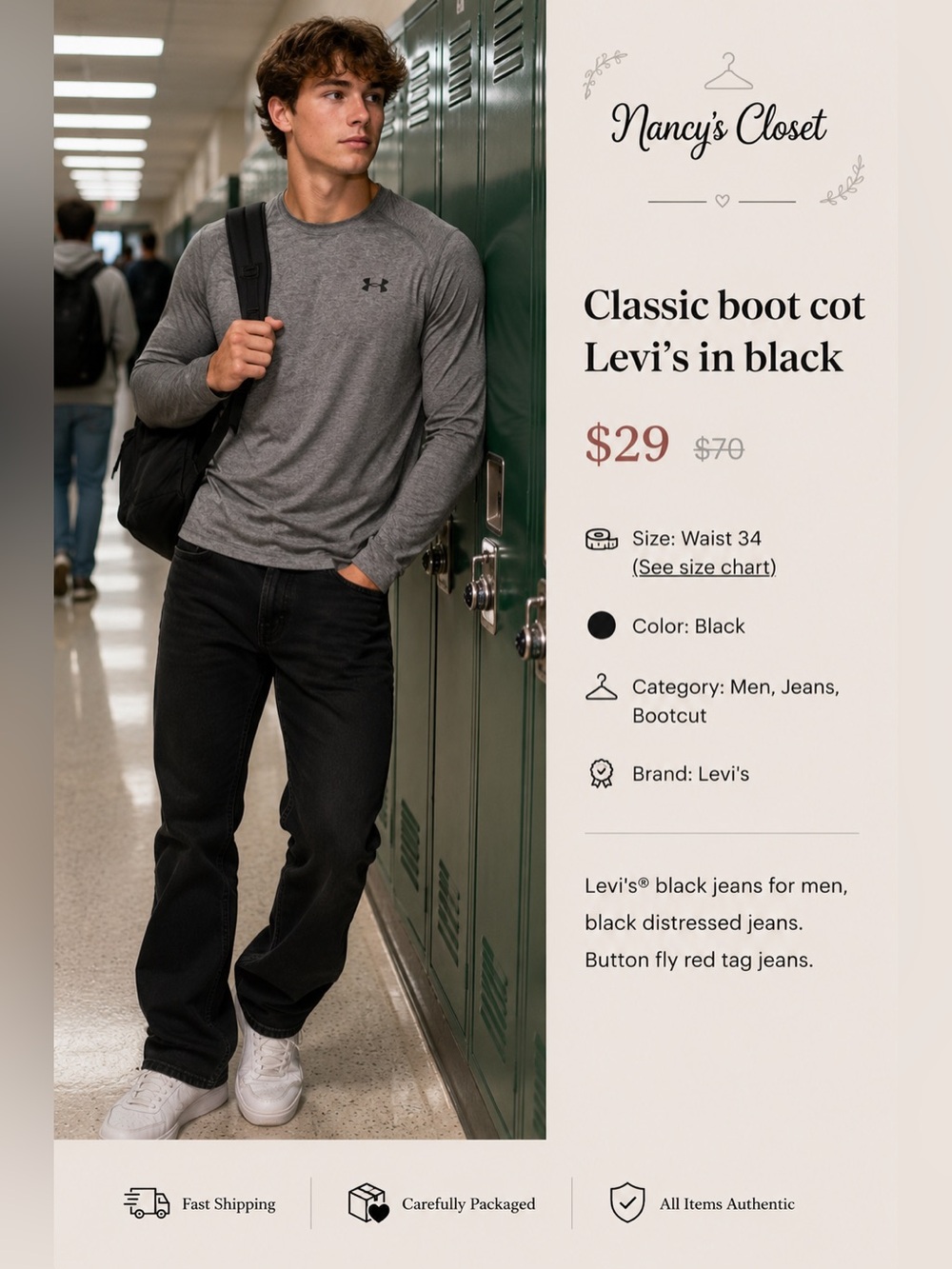 Classic boot cut Levi’s in black